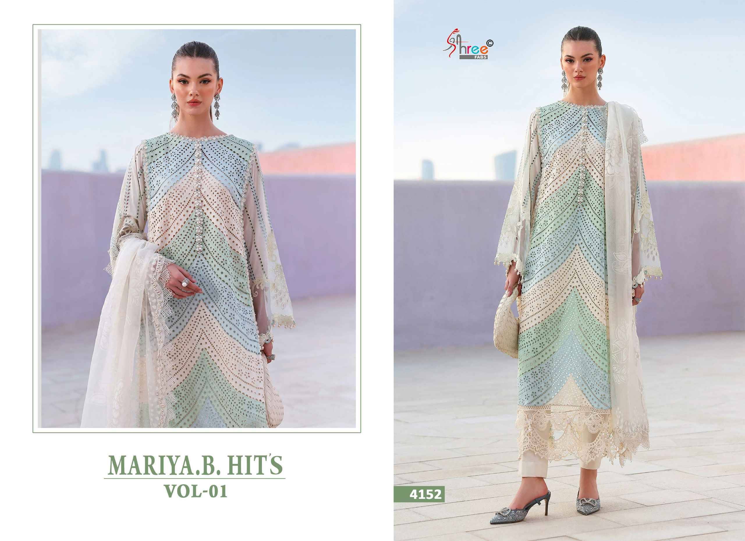 MARIYA.B.HITS VOL-1 Shree Fab 4351 to 4352 Series Pakistani Stylish Beautiful Colourful Printed & Embroidered Party Wear & Occasional Wear Pure cotton Dresses At Wholesale Price